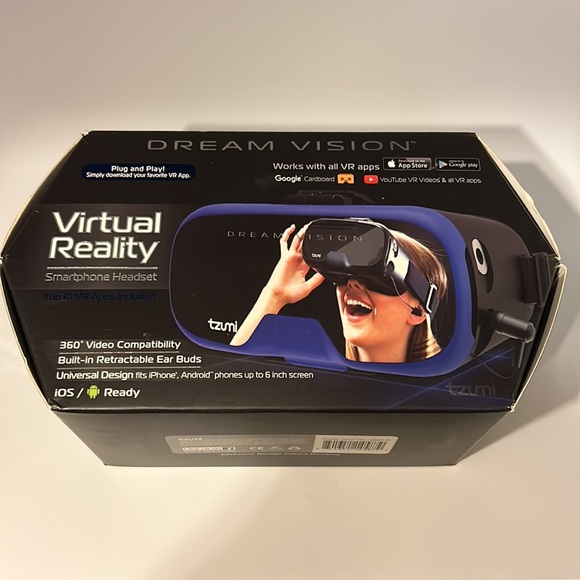 Dream Vision VR Virtual Reality 360 Smartphone Headset Earbuds iOS Android Black - Picture 3 of 9